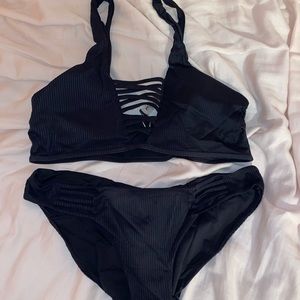 Lace Up Bikini Set - Black
